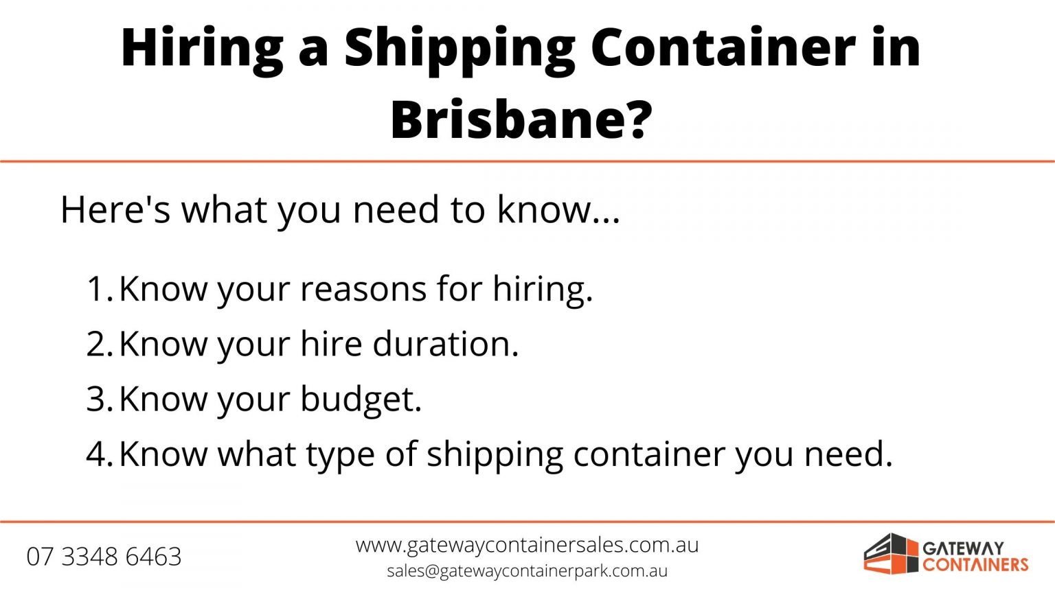 Container Hiring Hiring a Shipping Container in Brisbane | Gateway Container Sales & Hire
